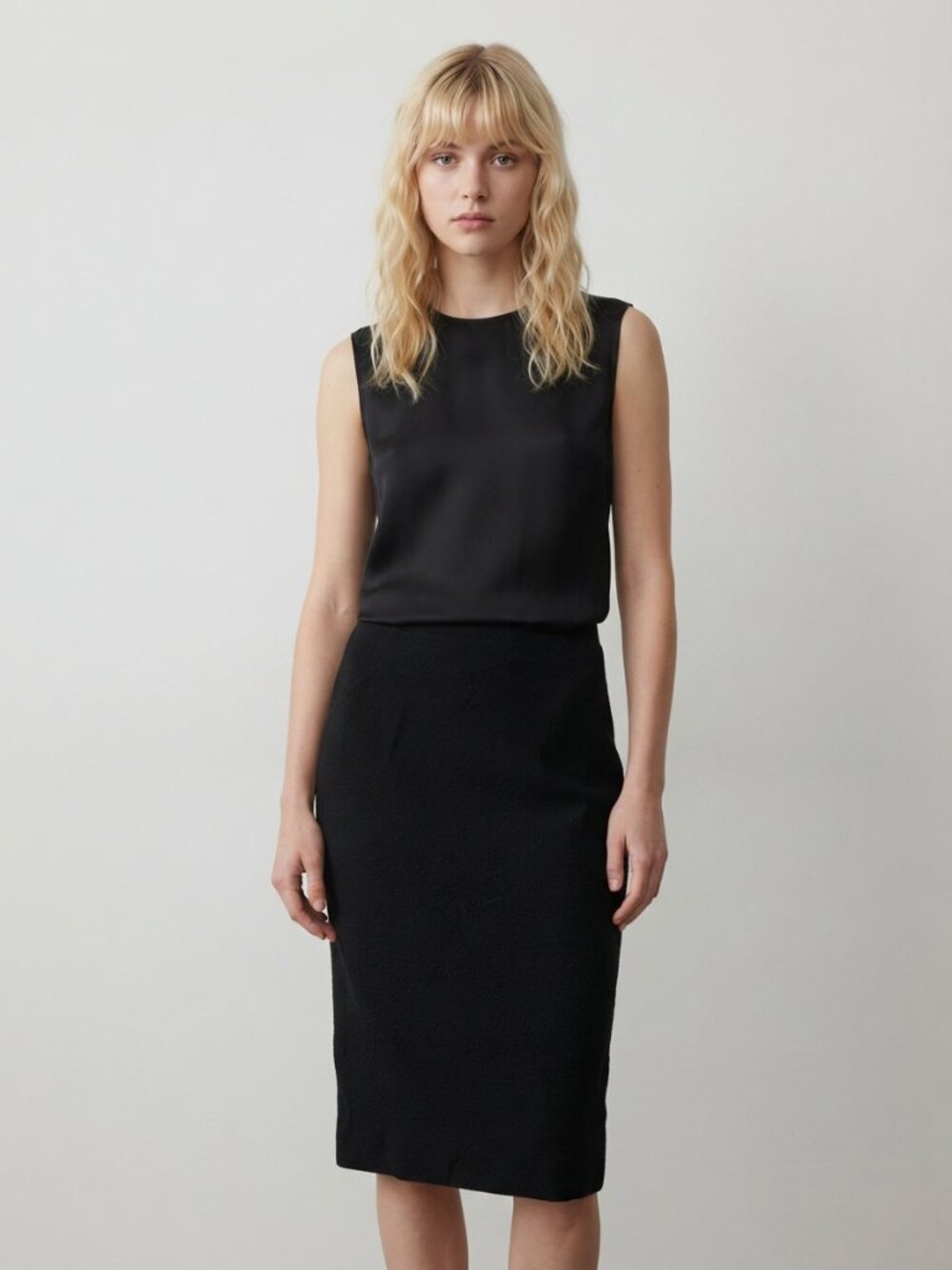 2/$30 Elie Tahari Midi Pencil Skirt Back Zip Black 6 #A4751